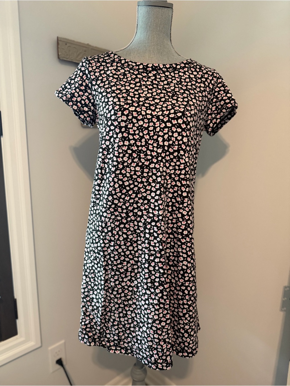 HATLEY Cotton Blend T-shirt Ditsy Floral Short Sleeve Dress cottagecore casual